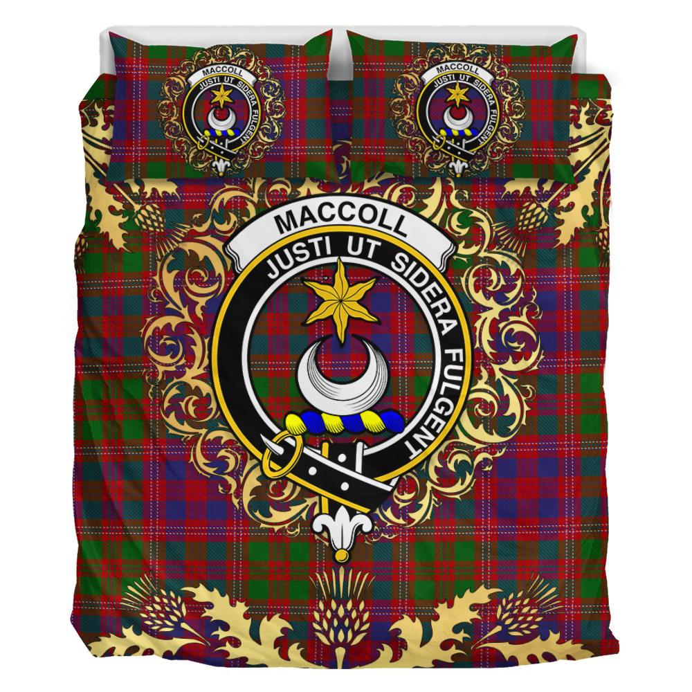 MacColl Hunting Tartan Crest Bedding Set - Golden Thistle Style