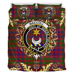 MacColl Hunting Tartan Crest Bedding Set - Golden Thistle Style