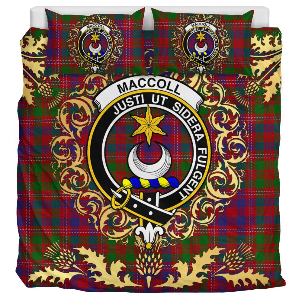 MacColl Hunting Tartan Crest Bedding Set - Golden Thistle Style