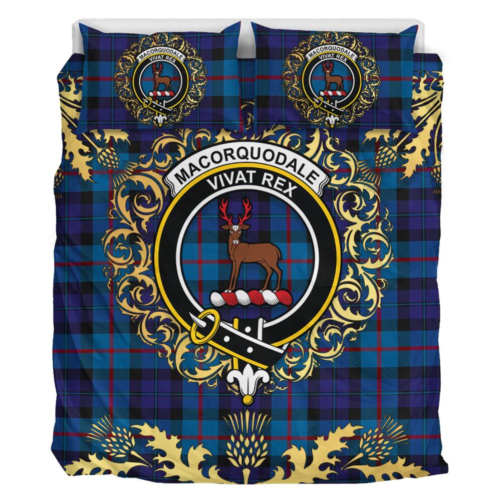 MacCorquodale 2 Tartan Crest Bedding Set - Golden Thistle Style