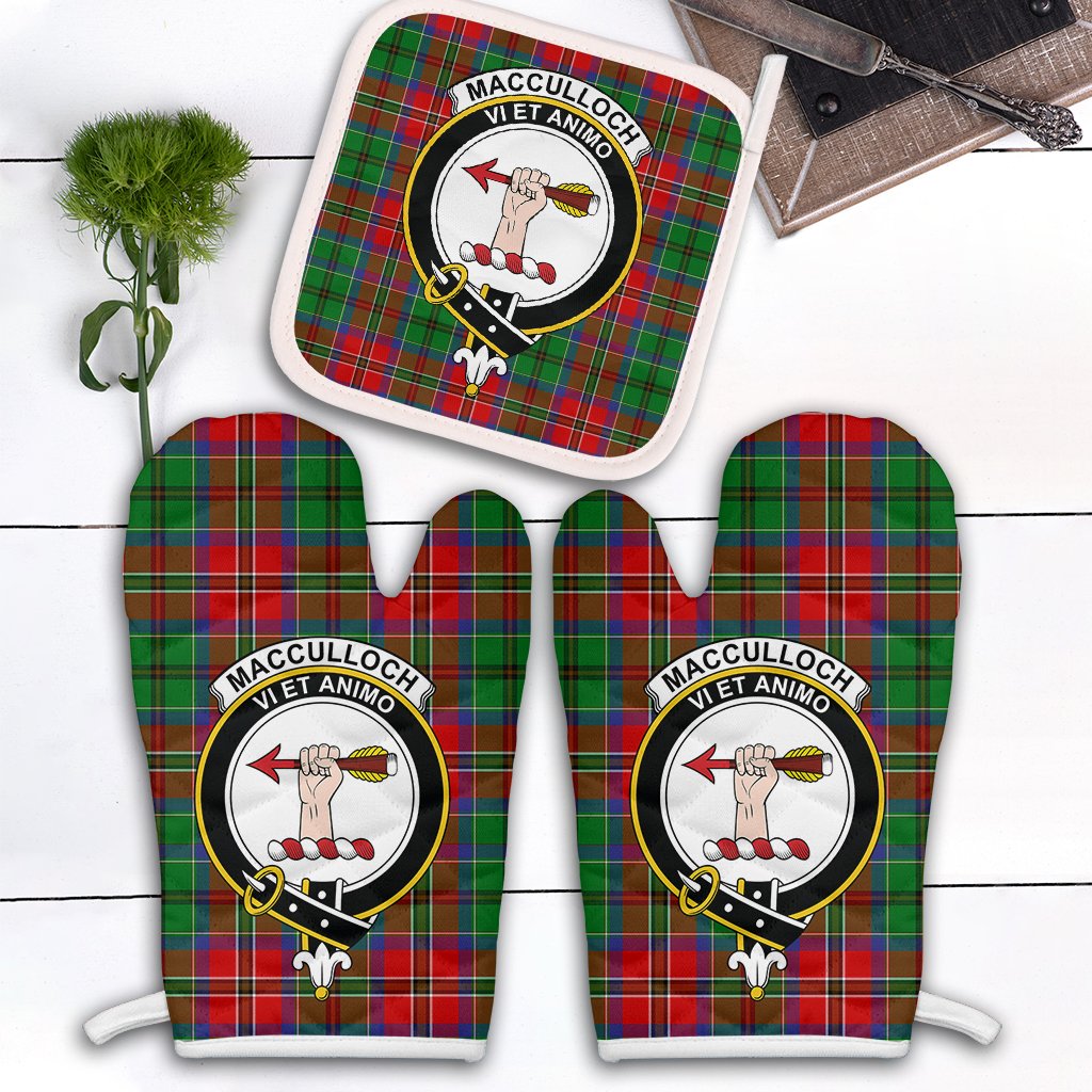 MacCulloch Tartan Crest Oven Mitt And Pot Holder (2 Oven Mitts + 1 Pot Holder)