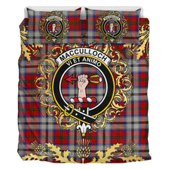 MacCulloch Dress Tartan Crest Bedding Set - Golden Thistle Style