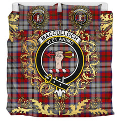 MacCulloch Dress Tartan Crest Bedding Set - Golden Thistle Style
