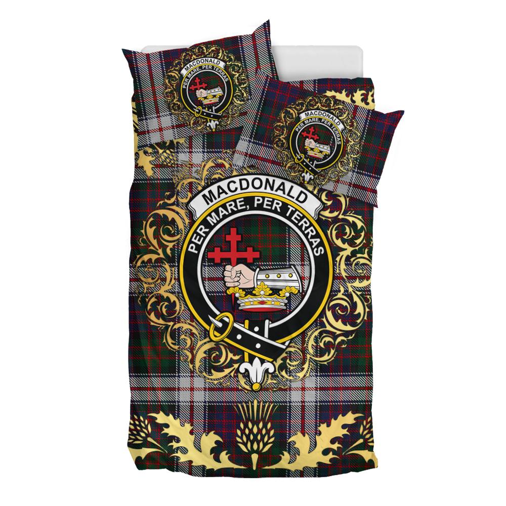 MacDonald Dress Tartan Crest Bedding Set - Golden Thistle Style