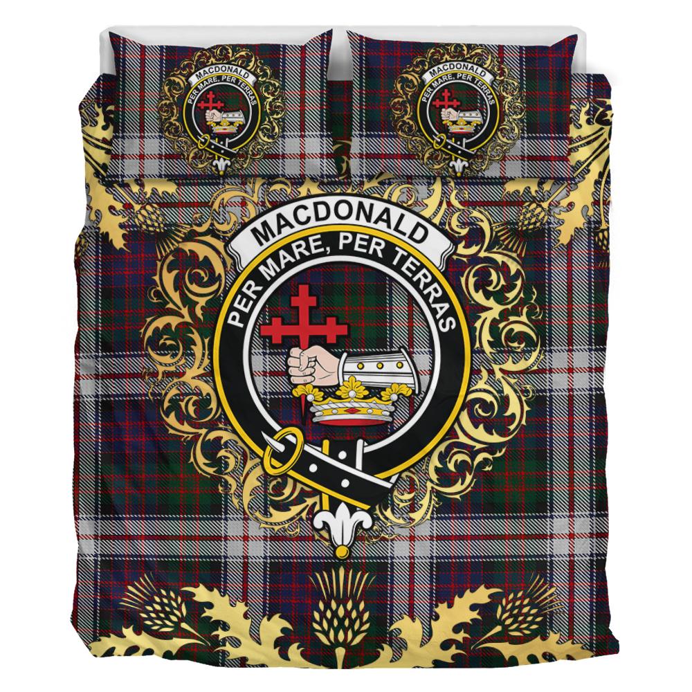MacDonald Dress Tartan Crest Bedding Set - Golden Thistle Style