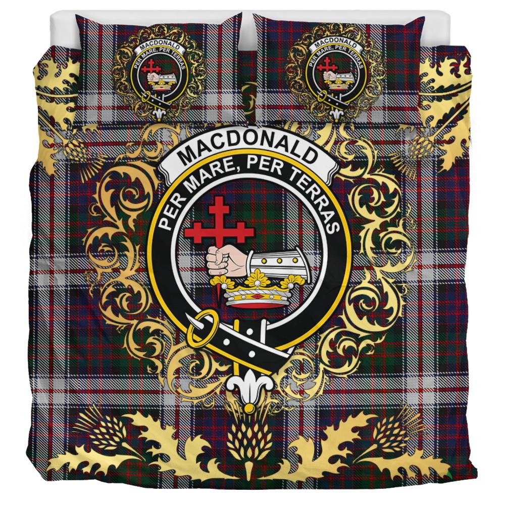 MacDonald Dress Tartan Crest Bedding Set - Golden Thistle Style