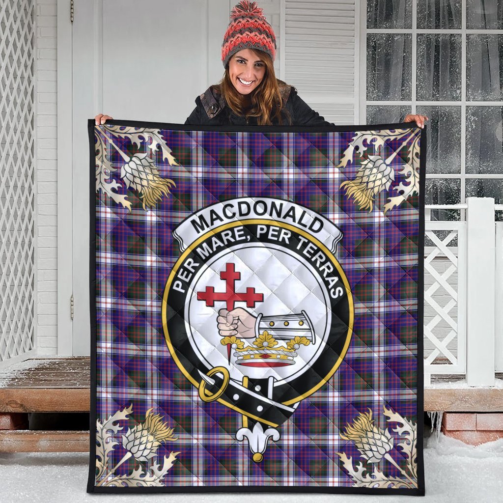 MacDonald Dress Modern Tartan Crest Premium Quilt - Gold Thistle Style
