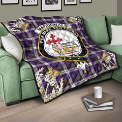 MacDonald Dress Modern Tartan Crest Premium Quilt - Gold Thistle Style