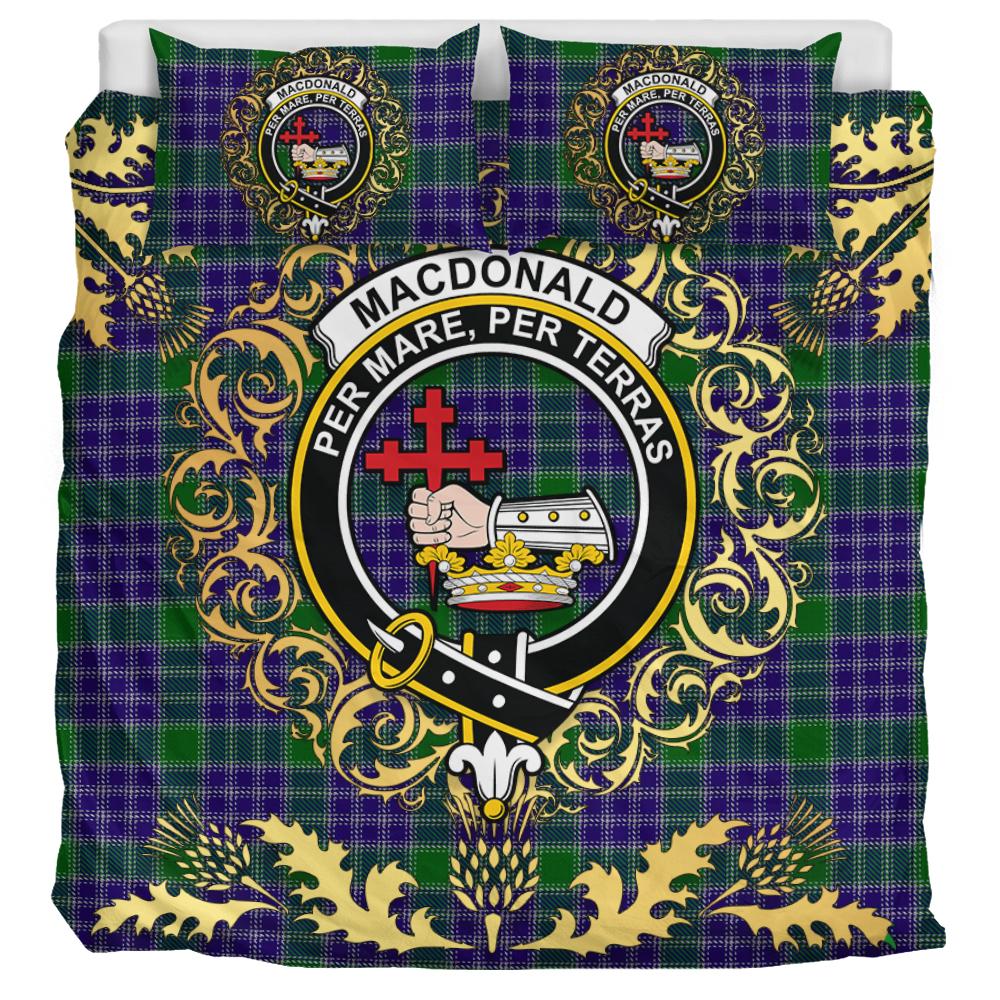MacDonald Lord of the Isles Hunting 02 Tartan Crest Bedding Set - Golden Thistle Style