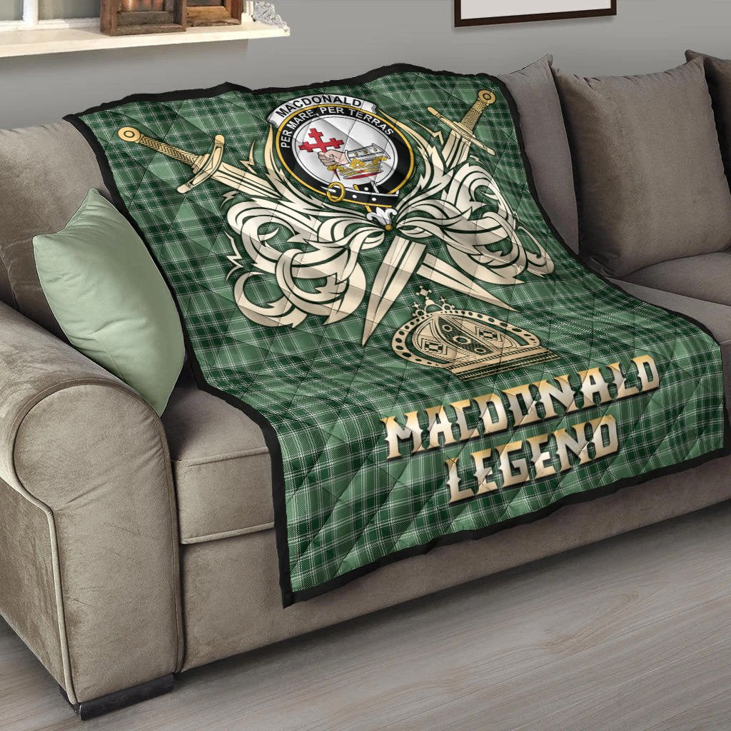 MacDonald Lord of the Isles Hunting Tartan Crest Legend Gold Royal Premium Quilt