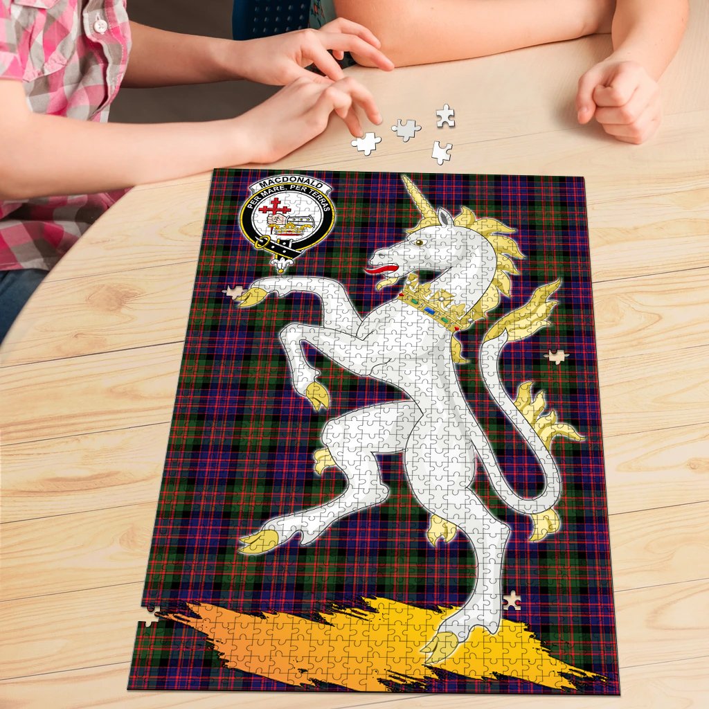 MacDonald Modern Tartan Crest Unicorn Scotland Jigsaw Puzzles