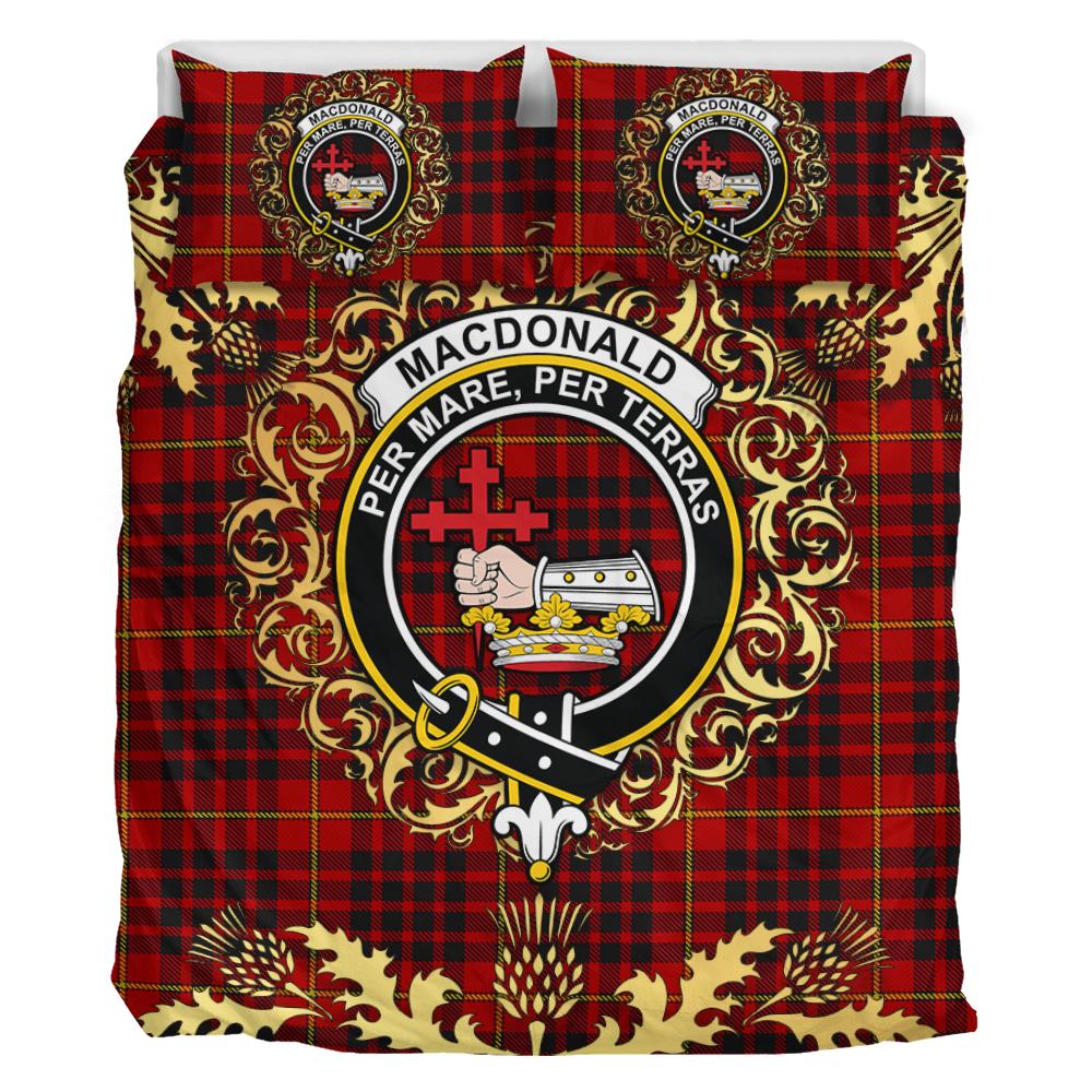 MacDonald of Ardnamurchan Tartan Crest Bedding Set - Golden Thistle Style