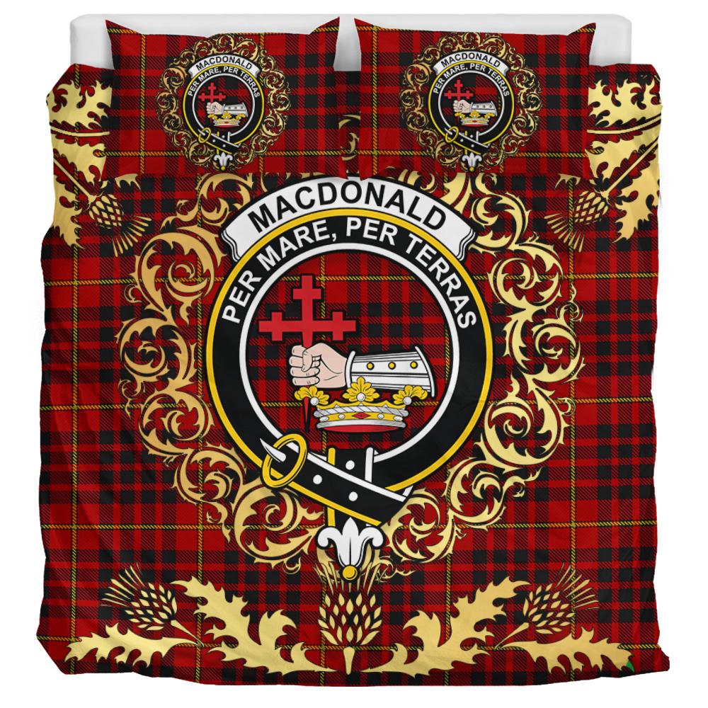 MacDonald of Ardnamurchan Tartan Crest Bedding Set - Golden Thistle Style
