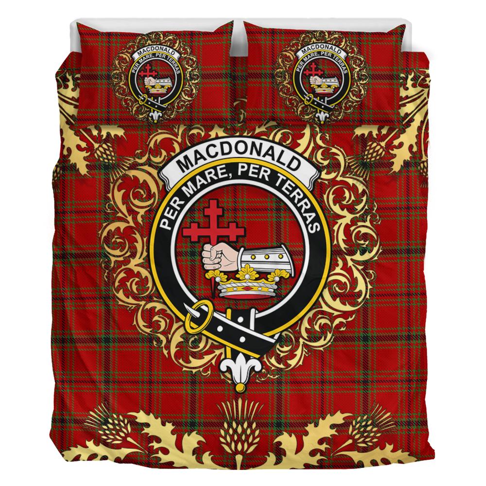 MacDonald of Belfinlay Tartan Crest Bedding Set - Golden Thistle Style