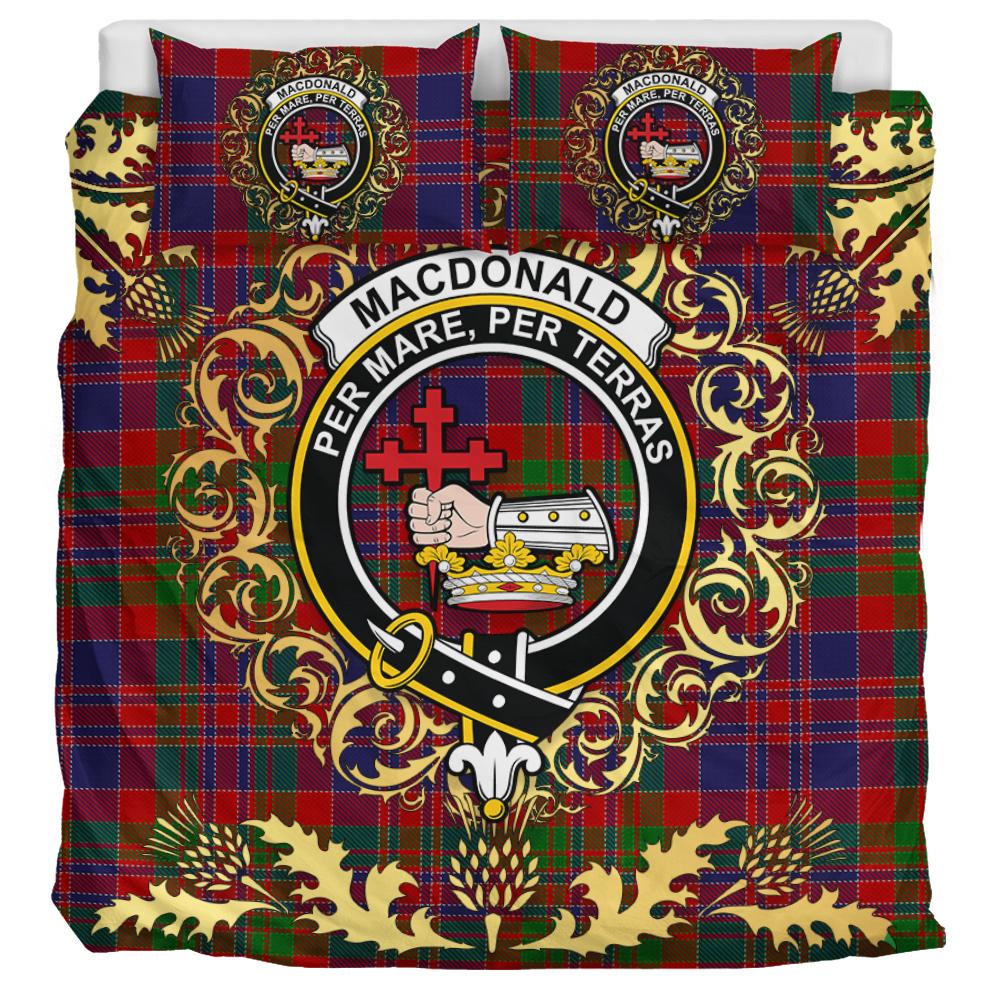 MacDonald of Boisdale Tartan Crest Bedding Set - Golden Thistle Style