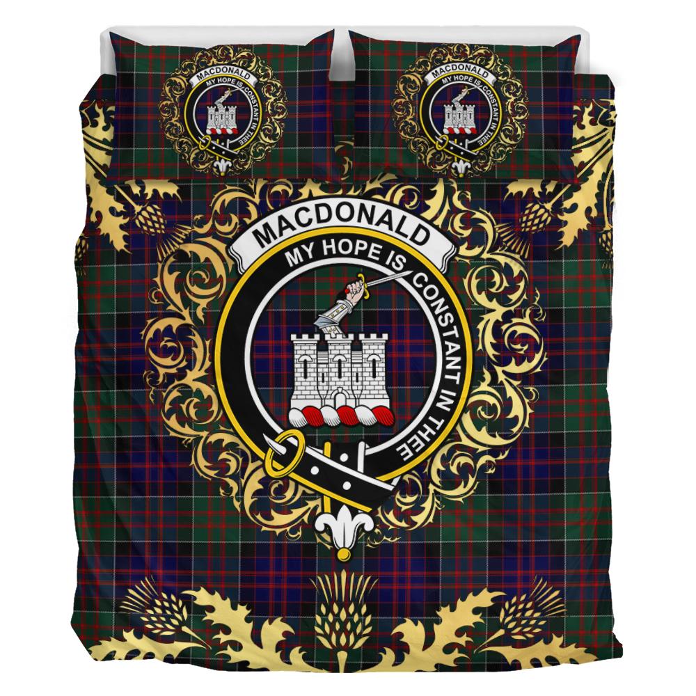 MacDonald of Clanranald 02 Tartan Crest Bedding Set - Golden Thistle Style