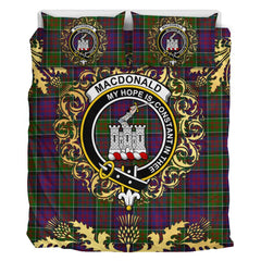 MacDonald of Clanranald Tartan Crest Bedding Set - Golden Thistle Style