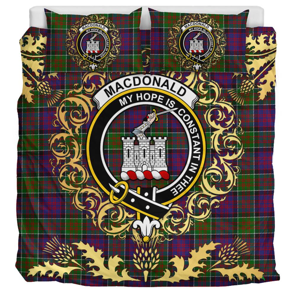 MacDonald of Clanranald Tartan Crest Bedding Set - Golden Thistle Style