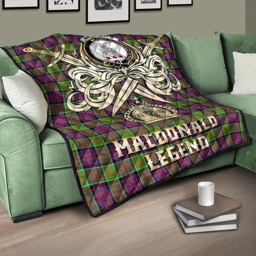 MacDonald of Clanranald Tartan Crest Legend Gold Royal Premium Quilt
