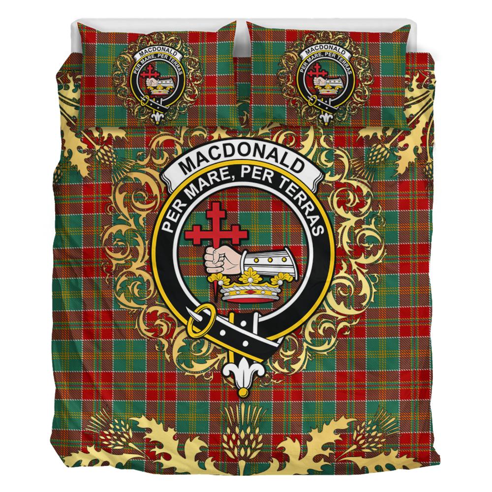 MacDonald of Kingsburgh Tartan Crest Bedding Set - Golden Thistle Style