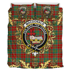 MacDonald of Kingsburgh Tartan Crest Bedding Set - Golden Thistle Style