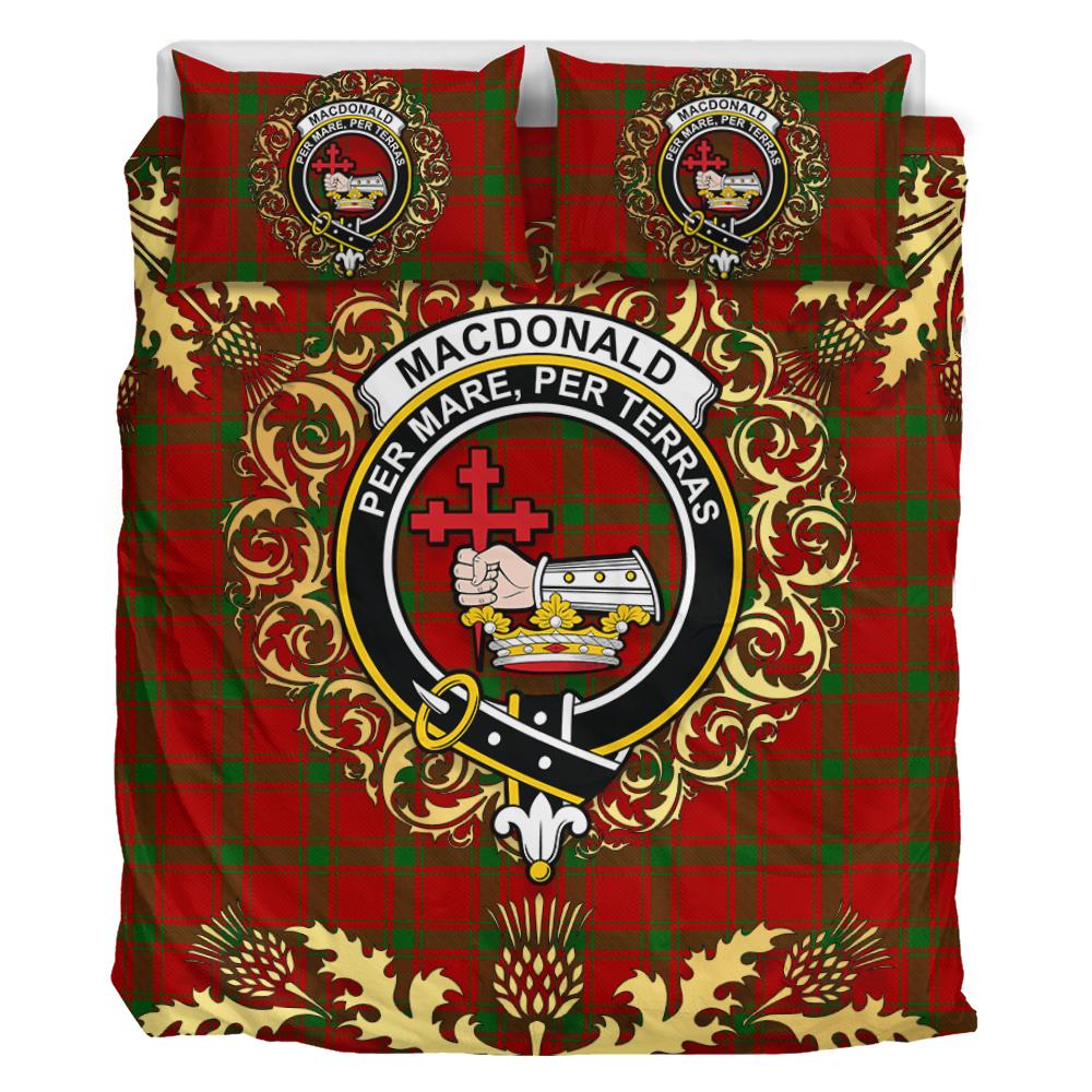 MacDonald of Sleat Tartan Crest Bedding Set - Golden Thistle Style