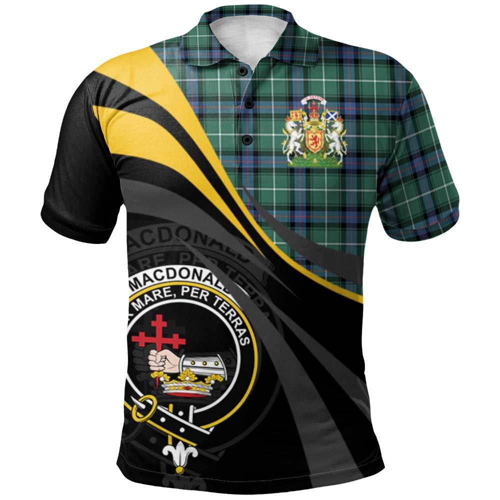 MacDonald of the Isles Hunting Ancient Tartan Polo Shirt - Royal Coat Of Arms Style