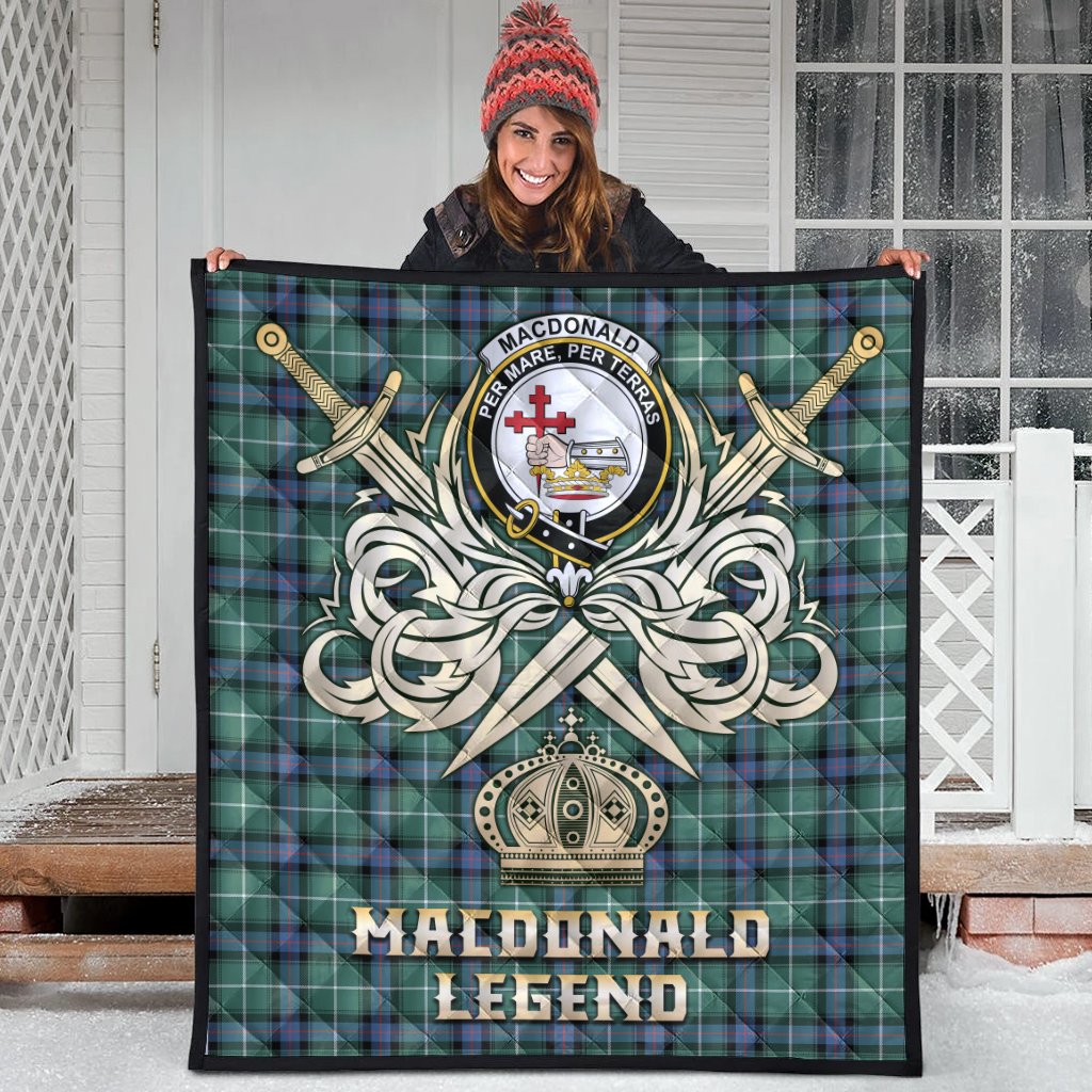 MacDonald of the Isles Hunting Ancient Tartan Crest Legend Gold Royal Premium Quilt