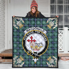 MacDonald of the Isles Hunting Ancient Tartan Crest Premium Quilt - Gold Thistle Style