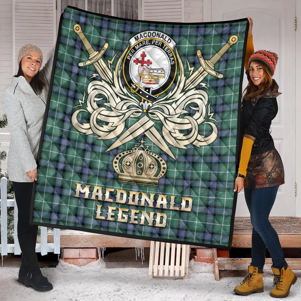 MacDonald of the Isles Hunting Ancient Tartan Crest Legend Gold Royal Premium Quilt