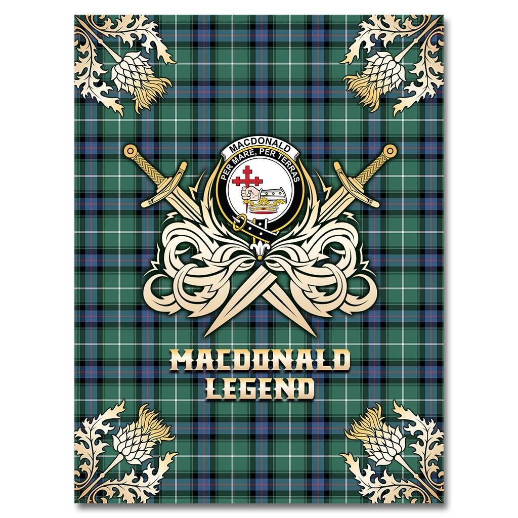 MacDonald of the Isles Hunting Ancient Tartan Gold Courage Symbol Blanket