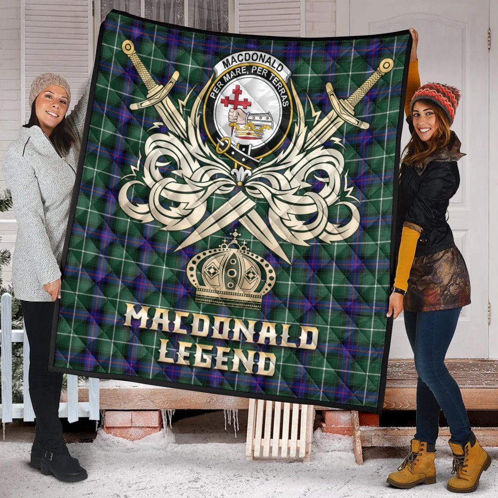 MacDonald of the Isles Hunting Modern Tartan Crest Legend Gold Royal Premium Quilt