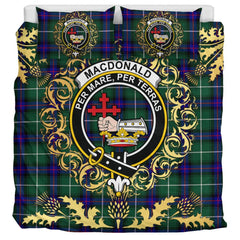 MacDonald of the Isles Hunting Modern Tartan Crest Bedding Set - Golden Thistle Style