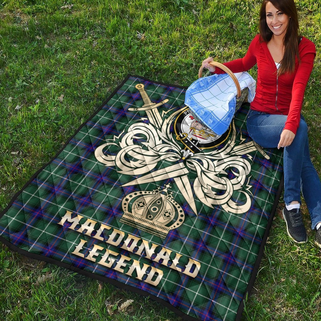 MacDonald of the Isles Hunting Modern Tartan Crest Legend Gold Royal Premium Quilt