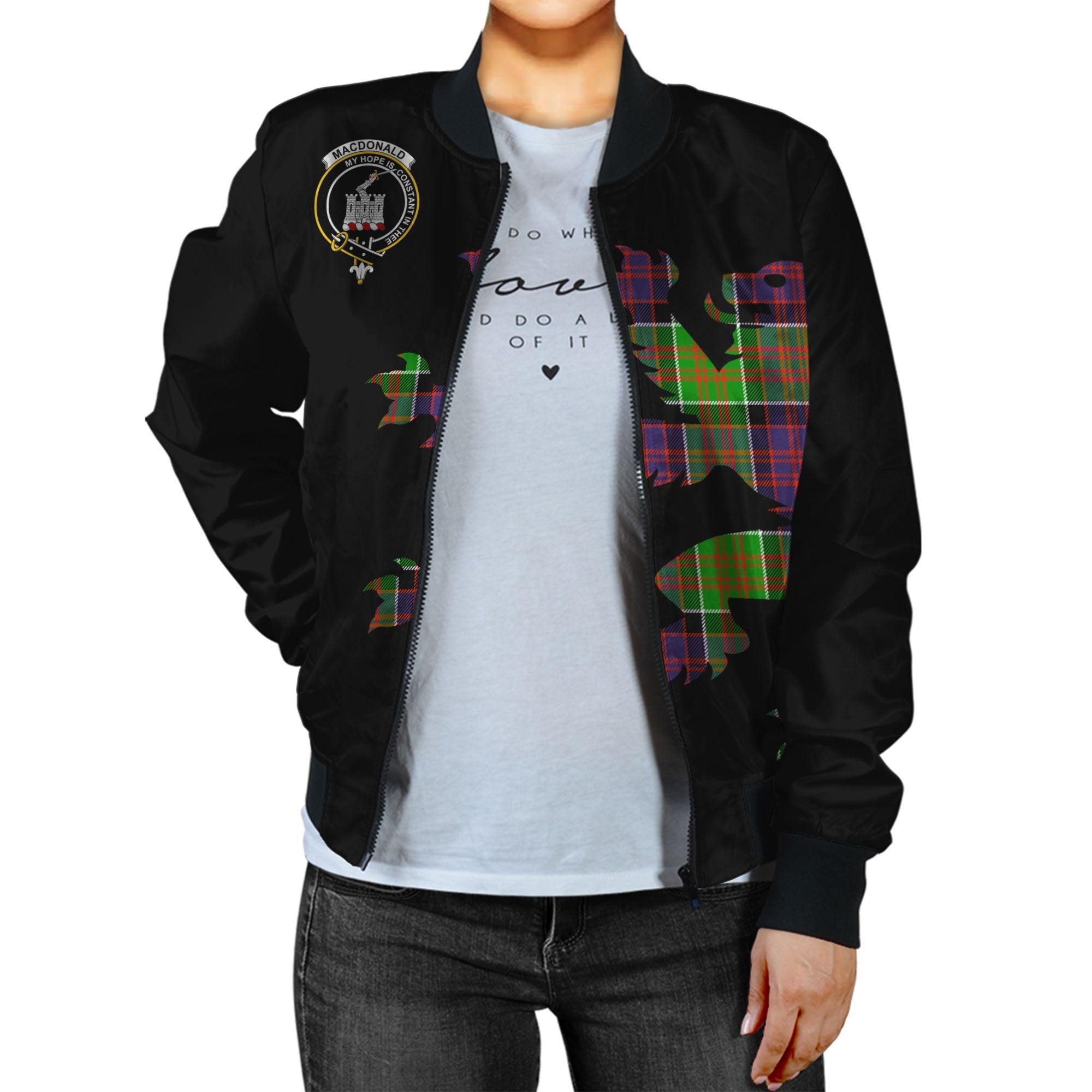 MacDonald Clan Ranald Tartan Bomber Jacket Lion & Thistle