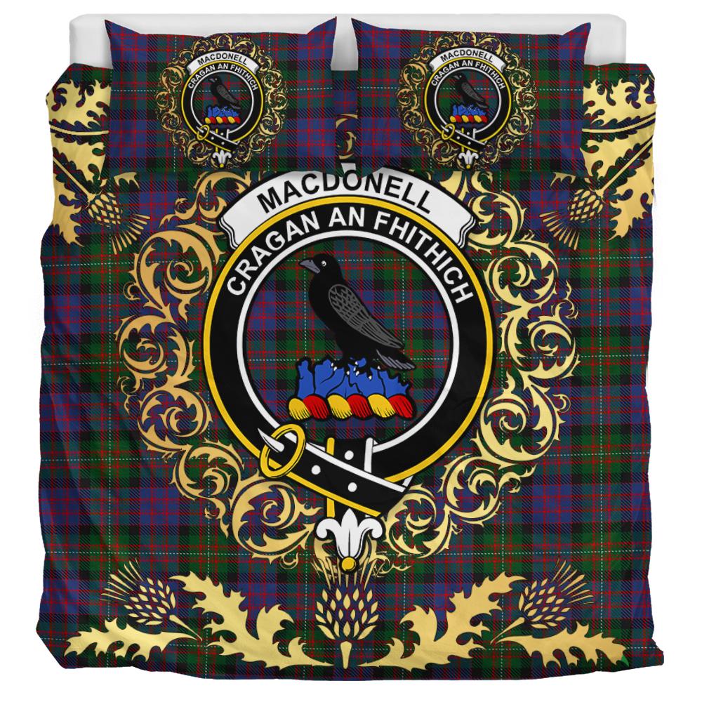 MacDonell of Glengarry Tartan Crest Bedding Set - Golden Thistle Style