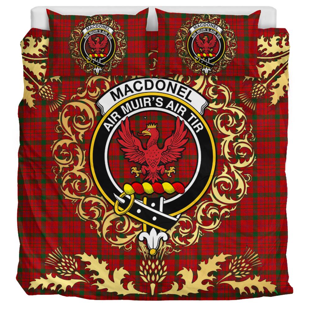 MacDonell of Keppoch 02 Tartan Crest Bedding Set - Golden Thistle Style