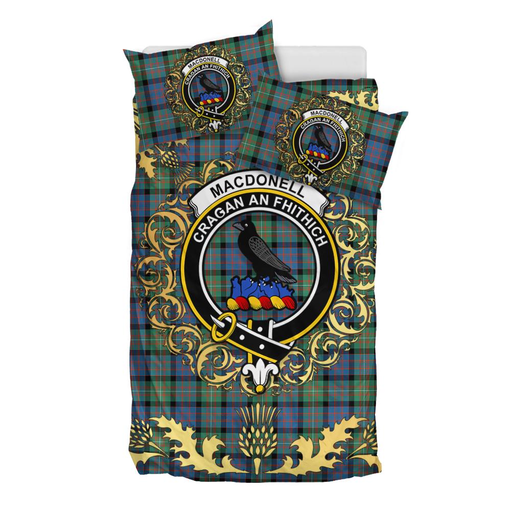 MacDonnell of Glengarry Ancient Tartan Crest Bedding Set - Golden Thistle Style