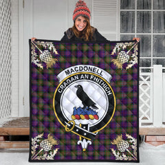 MacDonnell of Glengarry Modern Tartan Crest Premium Quilt - Gold Thistle Style