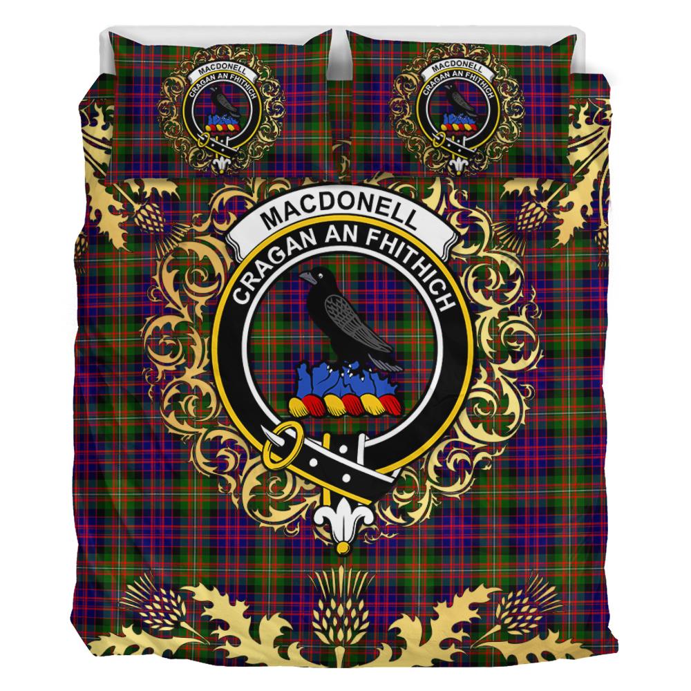 MacDonnell of Glengarry Modern Tartan Crest Bedding Set - Golden Thistle Style