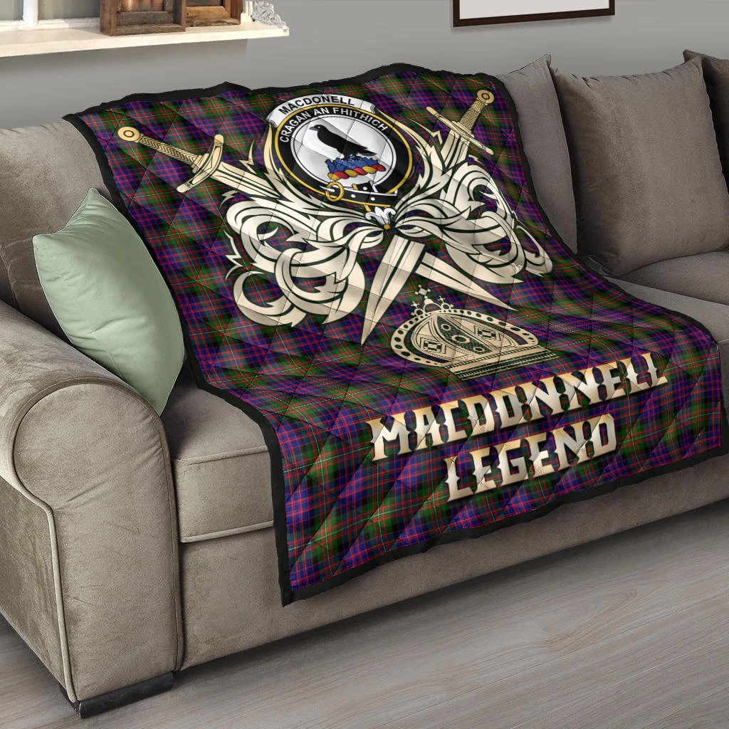 MacDonnell of Glengarry Modern Tartan Crest Legend Gold Royal Premium Quilt