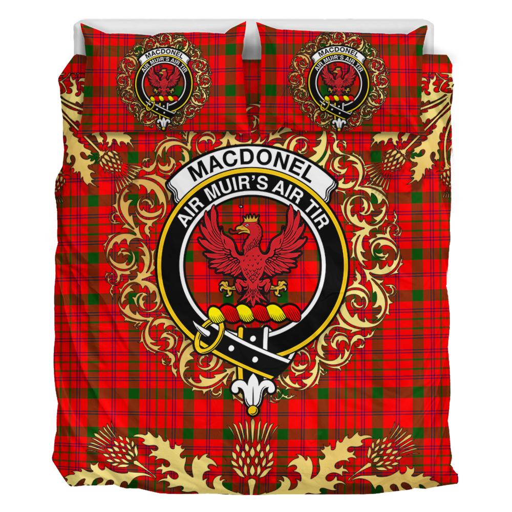 MacDonnell of Keppoch Modern Tartan Crest Bedding Set - Golden Thistle Style