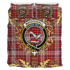 MacDougal Dress Tartan Crest Bedding Set - Golden Thistle Style