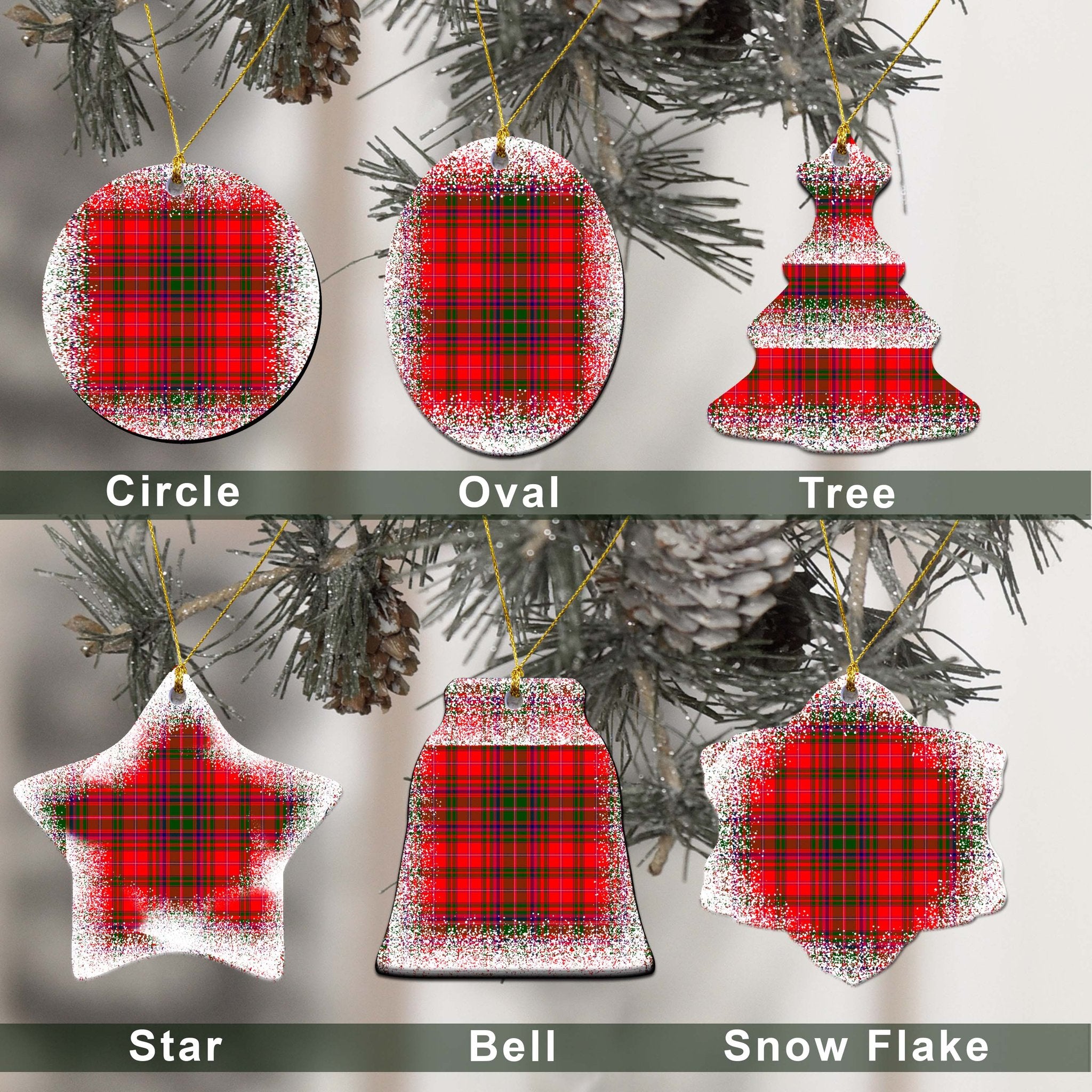 MacDougall Tartan Christmas Ceramic Ornament - Snow Style