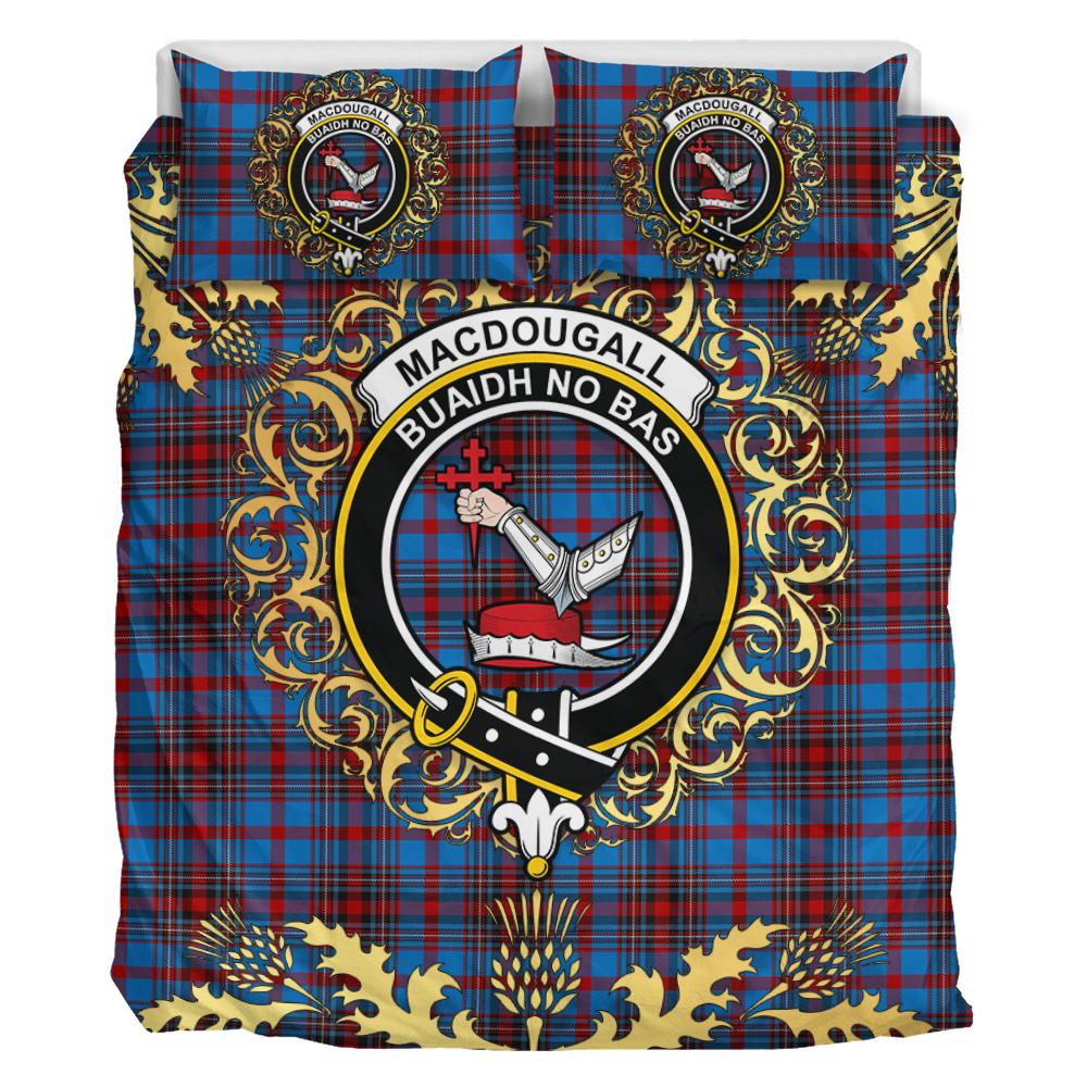 MacDougall 07 Tartan Crest Bedding Set - Golden Thistle Style