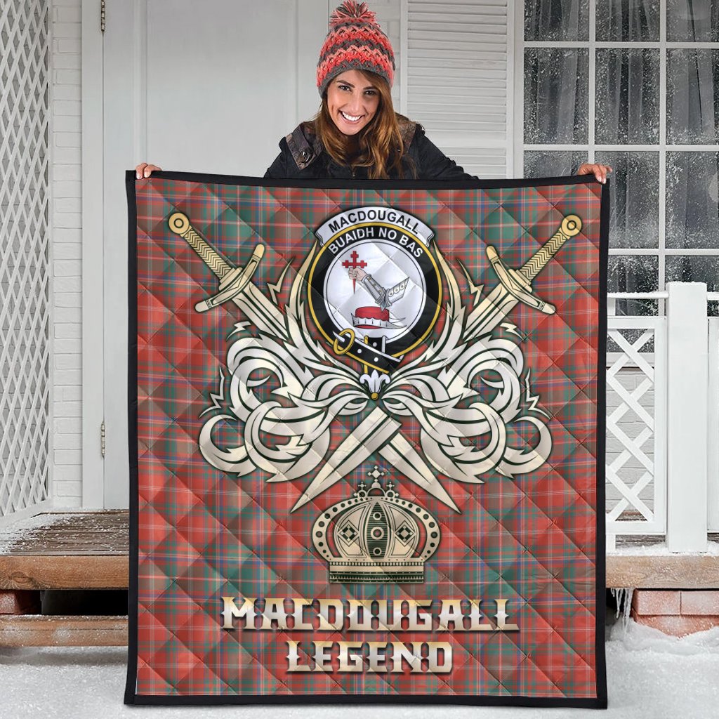 MacDougall Ancient Tartan Crest Legend Gold Royal Premium Quilt