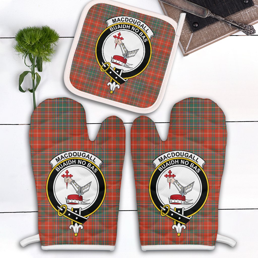 MacDougall Ancient Tartan Crest Oven Mitt And Pot Holder (2 Oven Mitts + 1 Pot Holder)