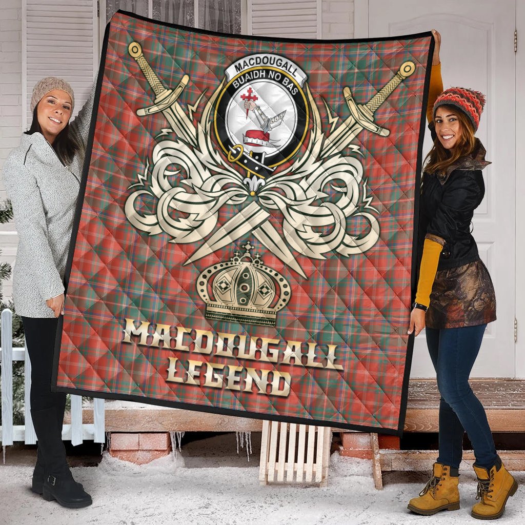 MacDougall Ancient Tartan Crest Legend Gold Royal Premium Quilt