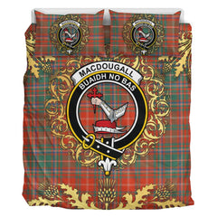 MacDougall Ancient Tartan Crest Bedding Set - Golden Thistle Style