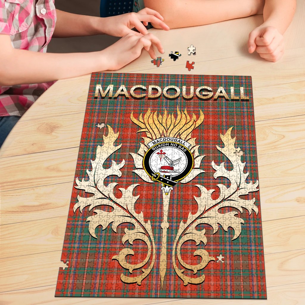 MacDougall Ancient Tartan Crest Thistle Jigsaw Puzzles